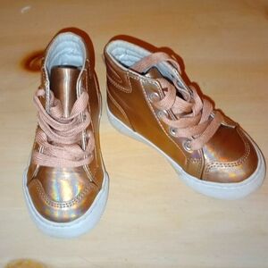 Rose Gold Holographic Hightop Sneakers